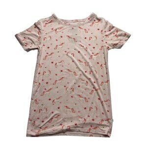 Posh Peanut Pink Unicorns and Flowers Short Sleeve Top Size 8 Years